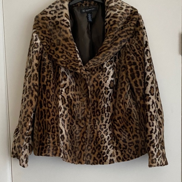 INC International Concepts Animal Print Teddy Jacket - Picture 1 of 3